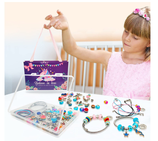 Charm Bracelet Making Kit,Jewelry Making Supplies Beads,Unicorn/Mermaid Crafts Gifts Set for Girls Teens Age 8-12