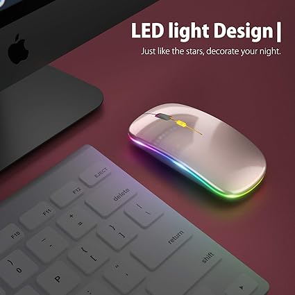 LED Wireless Mouse, Slim Silent Mouse 2.4G Portable Mobile Optical Office Mouse with USB & Type-c Receiver, 3 Adjustable DPI Levels for Notebook, PC, Laptop, Computer, MacBook