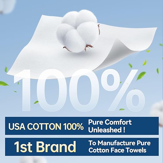 Soft Face Towels - 100% USA Cotton Dry Wipes, 600 Count Unscented Cotton Tissues for Sensitive skin