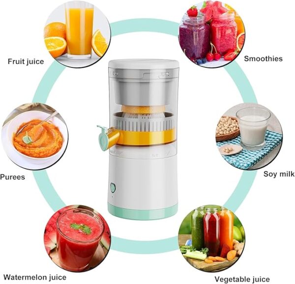 Electric Juicer Rechargeable, Portable Orange Citrus Juicer Machines with USB and Cleaning Brush