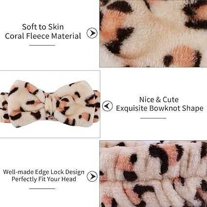 6 Pieces Bow Hair Band Spa Headband for Women Soft Coral Fleece Headband for Washing Face Terry Cloth Headband Makeup Headband Yoga Sport Headband