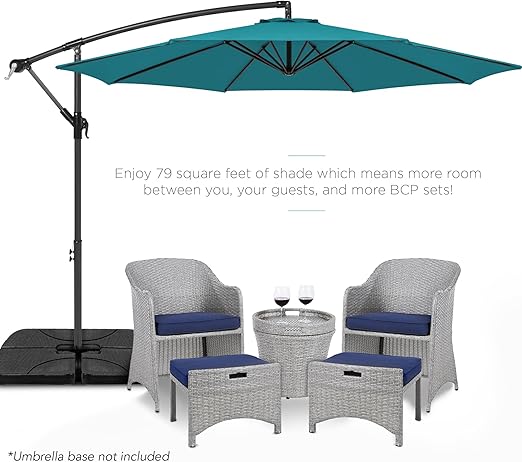 10ft Offset Hanging Market Patio Umbrella w/Easy Tilt Adjustment, Polyester Shade, 8 Ribs for Backyard, Poolside, Lawn and Garden