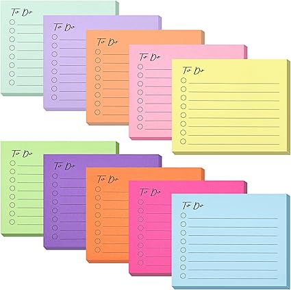 10 Pack Lined Sticky Notes, 3"x4", 500 Sheets, to Do List Notepad, Sticky Notes with Lines, to Do List Planner