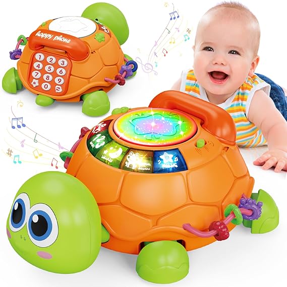 Baby Toys 6 to 12 Months, Musical Turtle Crawling Baby Toys for 12-18 Month,