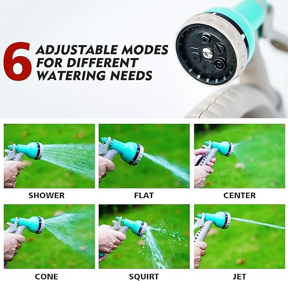 Retractable Garden Hose Reel, 50FT Garden Hose Reel for Outside, Lightweight & Portable Hose Reel with 6 Patterns Spray