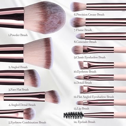 ravel Makeup Brush Set Foundation Powder Concealers Eye Shadows Makeup Set with LED light Mirror 14 Pcs Mini Makeup Brushes