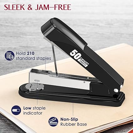 Metal Stapler Heavy Duty 50 Sheet Capacity with 1750 Staples and Staple Remover, Full Strip Staplers for Desk,