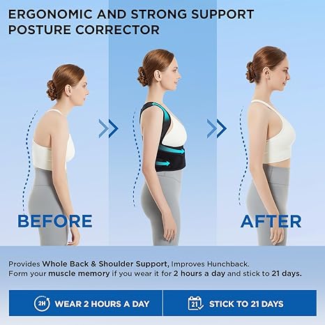 Posture Corrector for Back Brace Support: Adjustable Shoulder Straightener for Men and Women Large