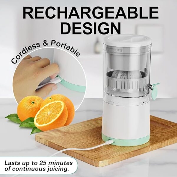 Electric Juicer Rechargeable, Portable Orange Citrus Juicer Machines with USB and Cleaning Brush