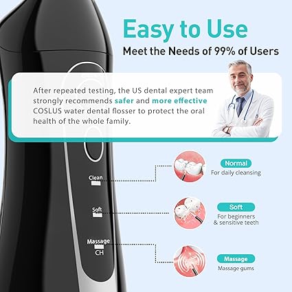 Water Dental Flosser Teeth Pick: Portable Cordless Oral Irrigator 300ML Rechargeable Travel Irrigation Cleaner IPX7 Waterproof Electric