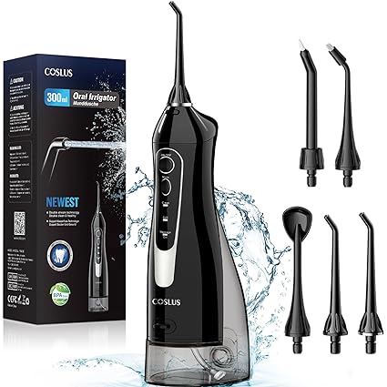 Water Dental Flosser Teeth Pick: Portable Cordless Oral Irrigator 300ML Rechargeable Travel Irrigation Cleaner IPX7 Waterproof Electric