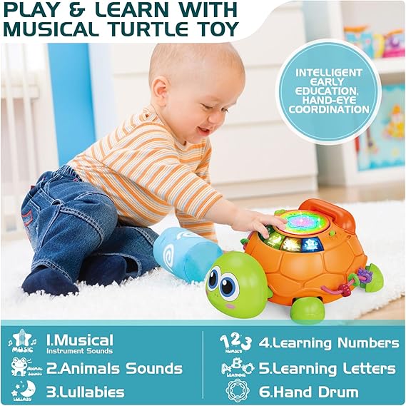 Baby Toys 6 to 12 Months, Musical Turtle Crawling Baby Toys for 12-18 Month,