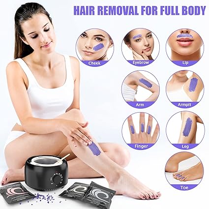 Waxing Kit - Wax Warmer for Hair Removal, Hard Wax Beans for Full Body, Legs, Face, Eyebrows