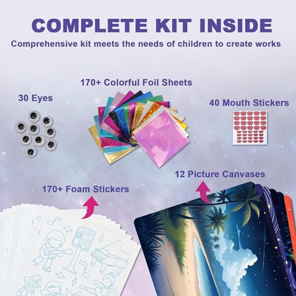 Foil Art Fun Toys,Arts & Crafts Activity for Kids,Art Supplies Crafts kit,Birthday Christmas Gifts for Girls & Boys