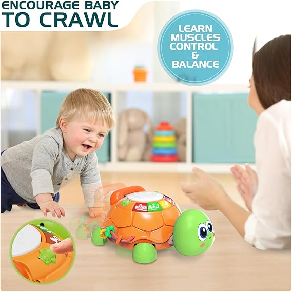 Baby Toys 6 to 12 Months, Musical Turtle Crawling Baby Toys for 12-18 Month,