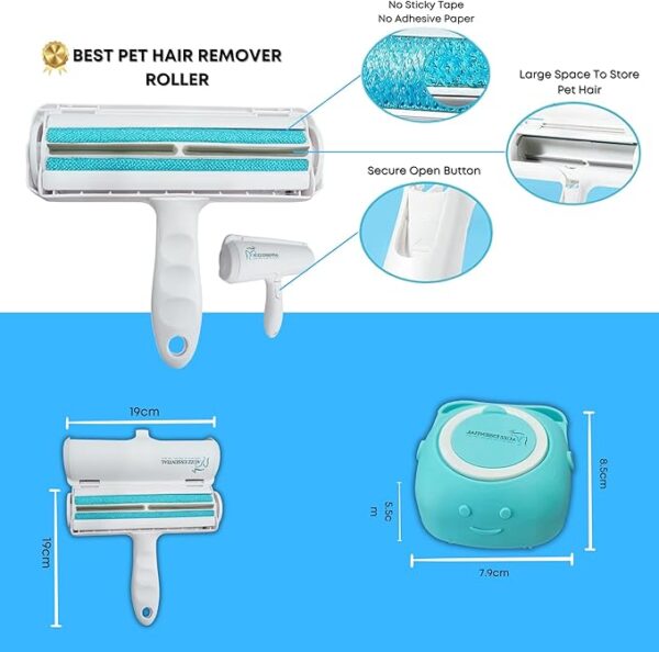 Pet Hair Remover Roller, Fur Lint Remover Brush Roller, Reusable Lint Roller, Pet Value Pack 2 in 1, Clean Fur from sofas, beds, carpets, clothes, cushions, car seats etc.