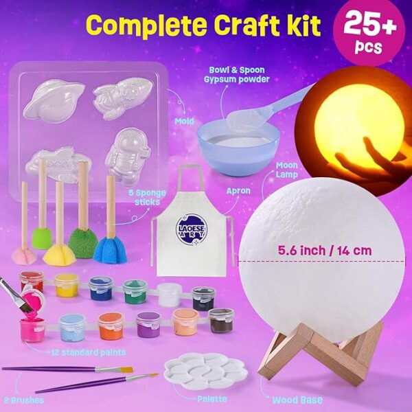 Paint Your Own Moon Lamp Kit, Cool Gifts DIY 3D Space Moon Night Light, Art Supplies Arts