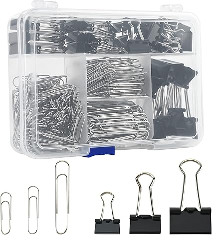 Binder Clips Paper Clips Assorted Sizes, 340pcs Black Binder Clips Jumbo Paperclips Set, Large Paper Clips for Office, School Supplies