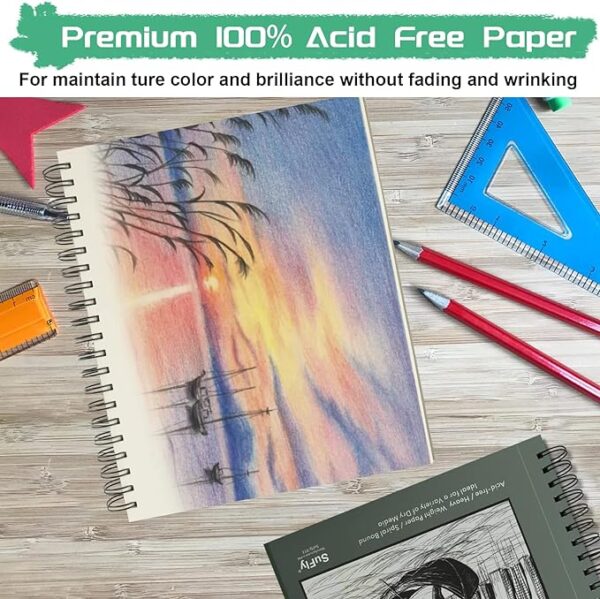 Sketch Book 5.5 X 8.5 - Spiral Sketchbook Pack of 2, SuFly 200 Sheets (68 lb/100gsm) Acid Free Sketch Pads for Drawing