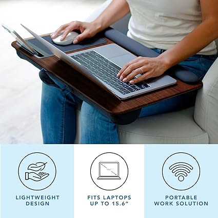 Home Office Pro Lap Desk with Wrist Rest, Mouse Pad, and Phone Holder