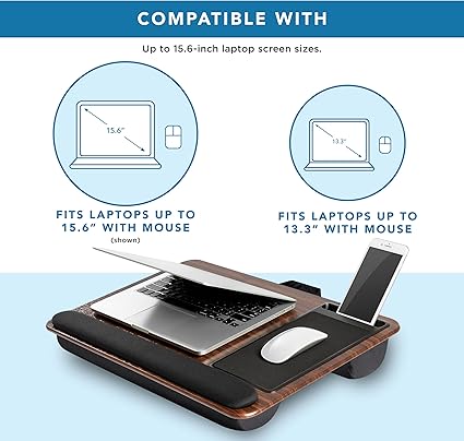 Home Office Pro Lap Desk with Wrist Rest, Mouse Pad, and Phone Holder