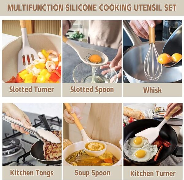 Kitchen Cooking Utensils Set, 33 pcs Non-Stick Silicone Cooking Kitchen Utensils Spatula Set with Holder,