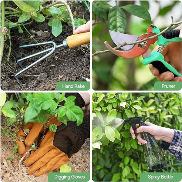 Gardening Tools 9-Piece Heavy Duty Gardening Hand Tools with Fashion and Durable Garden Tools Organizer