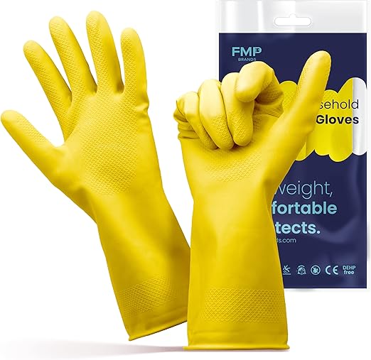 Waterproof Rubber Gloves for Washing Dishes, Non-Slip Latex Dishwashing Gloves