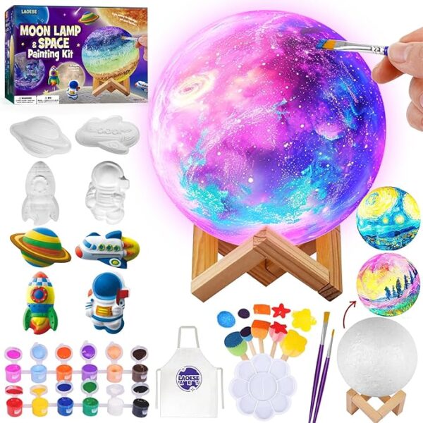 Paint Your Own Moon Lamp Kit, Cool Gifts DIY 3D Space Moon Night Light, Art Supplies Arts