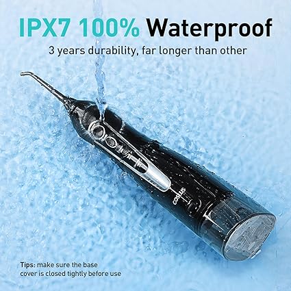 Water Dental Flosser Teeth Pick: Portable Cordless Oral Irrigator 300ML Rechargeable Travel Irrigation Cleaner IPX7 Waterproof Electric