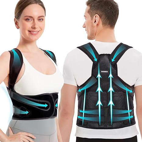 Posture Corrector for Back Brace Support: Adjustable Shoulder Straightener for Men and Women Large