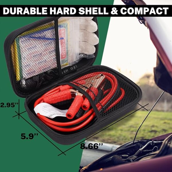 Roadside Assistance Emergency Kit Multipurpose Bag, Premium with Battery Jumper Cable Automotive Kit for Car,