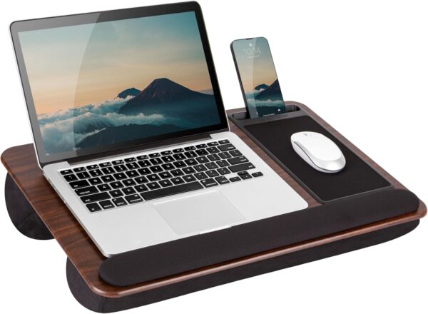 Home Office Pro Lap Desk with Wrist Rest, Mouse Pad, and Phone Holder