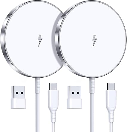 Magnetic Wireless Charger iPhone 15W Fast Apple Mag Safe Charger for iPhone 15/14/13/12 Series 2 Pack 5ft Cable Wireless Charging Pad for AirPods