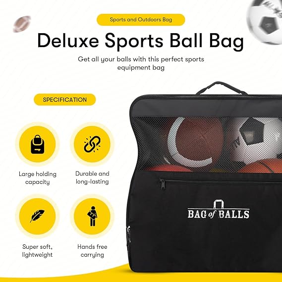 Complete Sports Balls w/Bag, Pump for Boys - Kickball, Volleyball, Soccer Ball, Football, Basketball - Outdoor Play