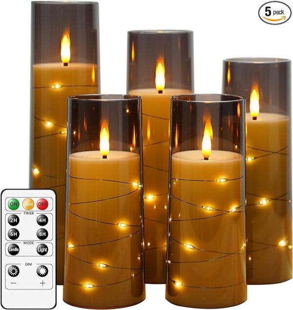 LED Candles with Timer 5 Pc Flickering Flameless Candles for Romantic Ambiance and Home Decoration