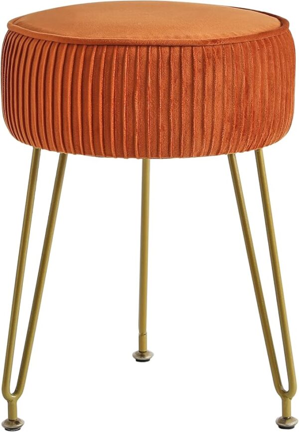 Velvet Round Footrest Stool Ottoman, Makeup Vanity Stool Side Table, Velvet Dressing Table Seat