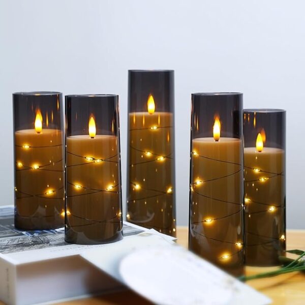 LED Candles with Timer 5 Pc Flickering Flameless Candles for Romantic Ambiance and Home Decoration