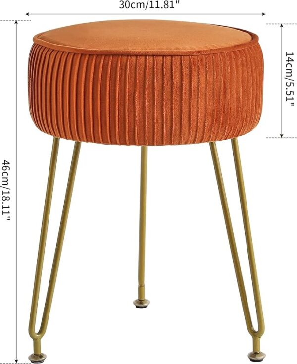 Velvet Round Footrest Stool Ottoman, Makeup Vanity Stool Side Table, Velvet Dressing Table Seat