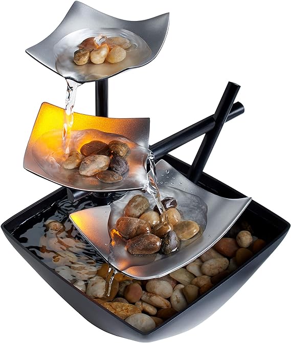 3-Tier Tabletop Fountain, Black, Indoor Zen Relaxation