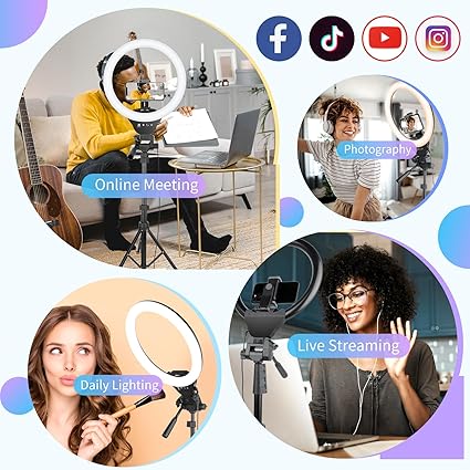 12-inch Ring Light with 67-inch Selfie Stick, Tripod and Phone Holder, Selfie Remote Control Circle Light for Live Stream/Video Recording